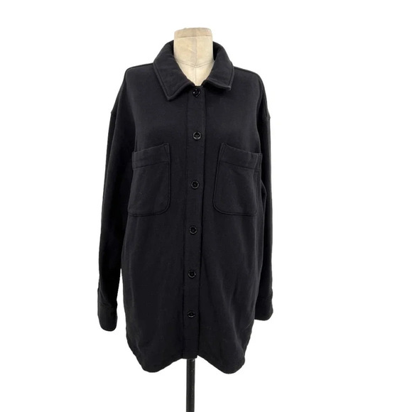 Athleta Retroplush Shirt Jacket in Black Shacket Size Large - Picture 2 of 11